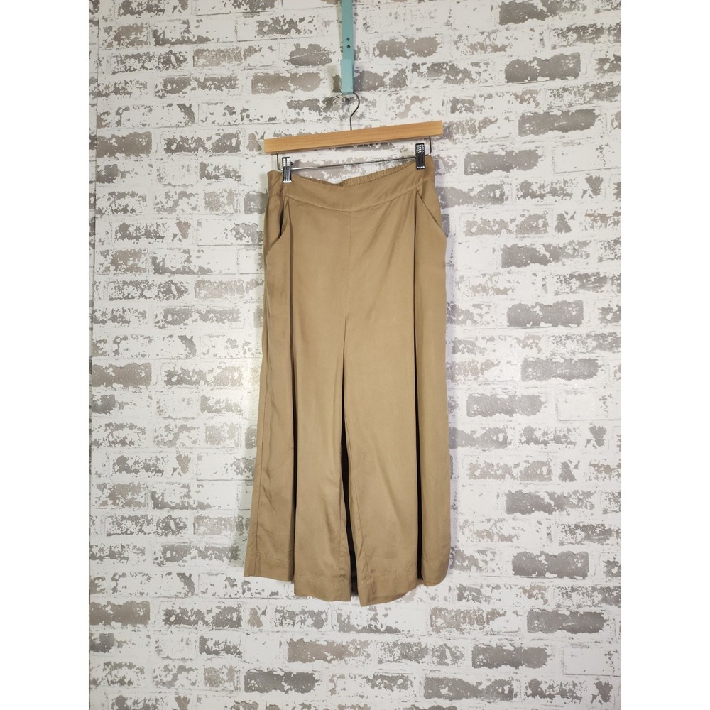 Wide Leg Palazzo Gaucho Capri Pants Brown‎ Lagenlook XS Oversized 28X21